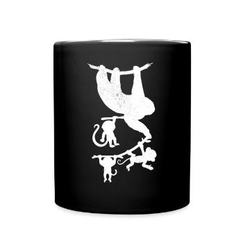 Funny Monkeys Chimpanzee Orangutan Monkey Hanging - Tasse einfarbig - Schwarz - Vorne