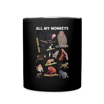 Chimpanzee Orangutan Monkey Lover - All My Monkeys - Tasse einfarbig - Schwarz - Vorne