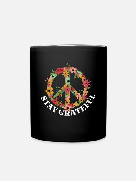 Peace Sign Hippie Love Peace Freedom Blis - Ensfarget kopp - svart
