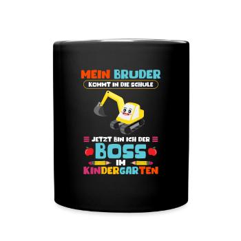 Mon frère vient à l’école Maintenant je suis patron - Mug uni - noir - Devant