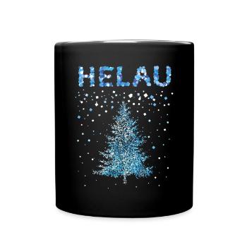 Karneval Konfetti Helau Weihnachtszeit Christbaum - Tasse einfarbig - Schwarz - Vorne