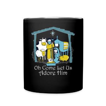 Oh, Lass Uns Ihn Verehren, Neugeborene - Tasse einfarbig - Schwarz - Vorne