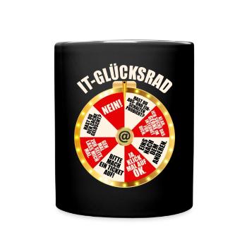 IT Support Glücksrad Service Desk IT Helpdesk Nerd - Tasse einfarbig - Schwarz - Vorne