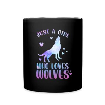 Just A Girl Who Loves Wolves - Tasse einfarbig - Schwarz - Vorne