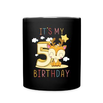 Enfants Anniversaire Garçons Filles 5 ans Fawn - Mug uni - noir - Devant