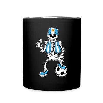 Argentinisches Fußballfan Skelett - Tasse einfarbig - Schwarz - Vorne
