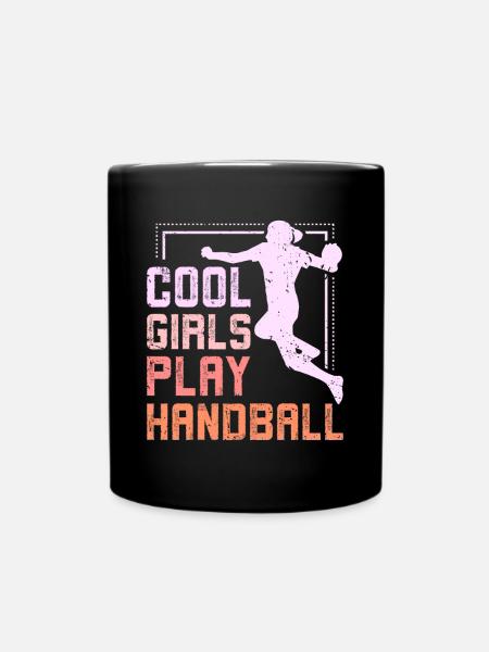 Cool girls play handball - Tasse einfarbig - Schwarz