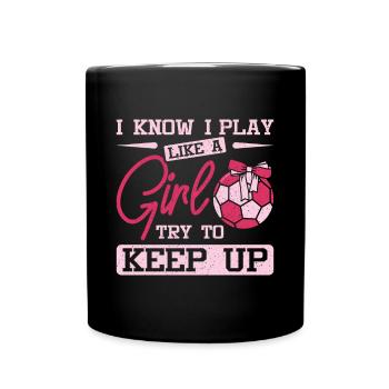 Play like a girl handball - Tasse einfarbig - Schwarz - Vorne