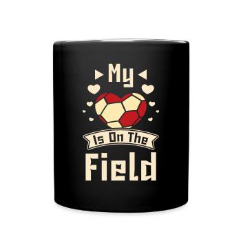 My heart is on the field handball - Tasse einfarbig - Schwarz - Vorne