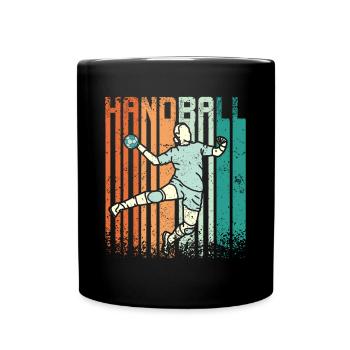 Retro Vintage Handball - Tasse einfarbig - Schwarz - Vorne