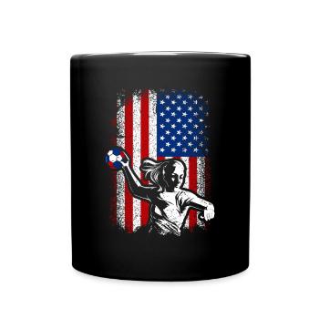 Usa American flag handball 4th of july - Tasse einfarbig - Schwarz - Vorne