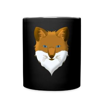 Fuchs Waldtier Design gepunktet mit Tierkopf - Tasse einfarbig - Schwarz - Vorne