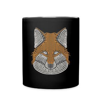 Fuchs Waldtier Design gepunktet mit Tierkopf - Tasse einfarbig - Schwarz - Vorne