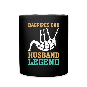 Bagpipes Father Bagpipe Musician Papa - Full Colour Mug - black - Front