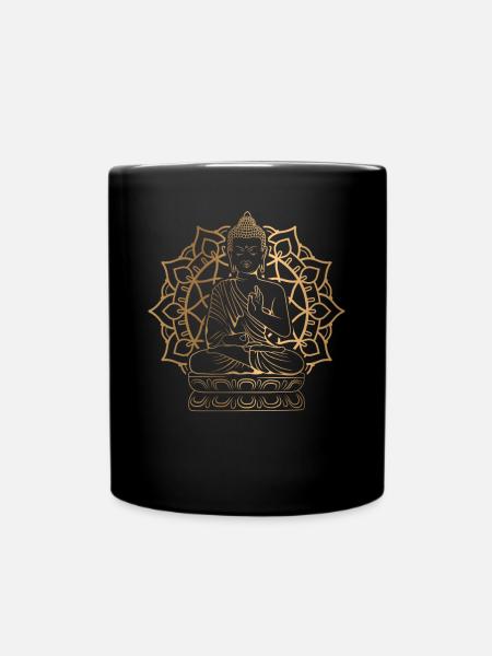 Guatama Buddha Statue Meditating For Buddhist Enth - Tasse einfarbig - Schwarz