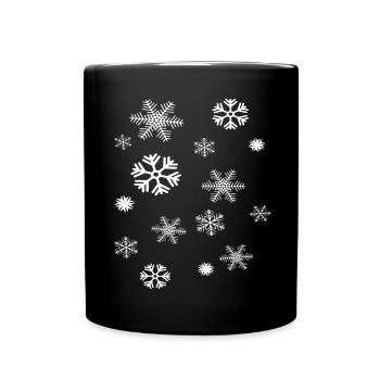 Schneeflocken - Tasse einfarbig - Schwarz - Vorne