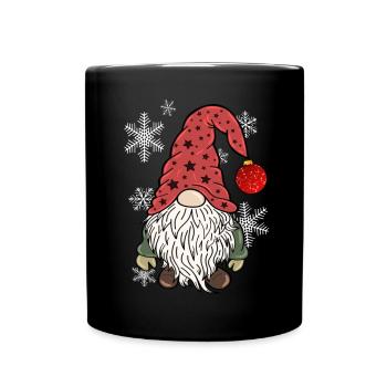 Vintage Gnom Weihnachts Wichtel - Tasse einfarbig - Schwarz - Vorne