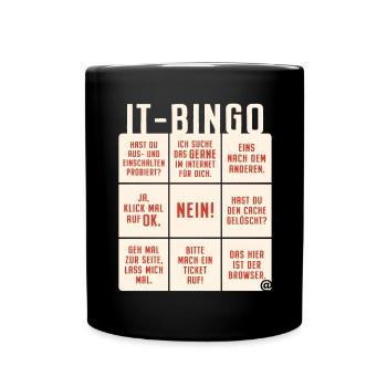 IT Support Bingo Service Desk IT Helpdesk Sysadmin - Tasse einfarbig - Schwarz - Vorne