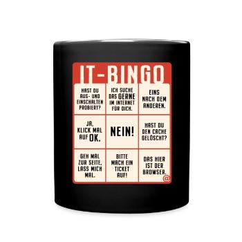IT Support Bingo Service Desk IT Helpdesk Sysadmin - Tasse einfarbig - Schwarz - Vorne