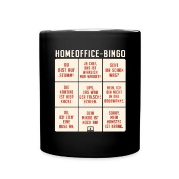 Homeoffice Bingo Büro Heimarbeit Home Office - Tasse einfarbig - Schwarz - Vorne