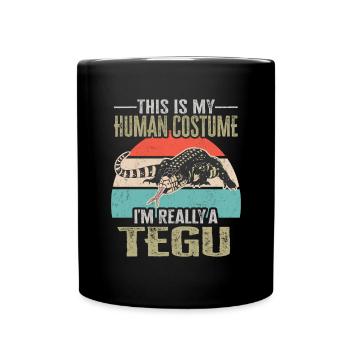 Tegu Eidechse Reptil Herpetologe - Tasse einfarbig - Schwarz - Vorne