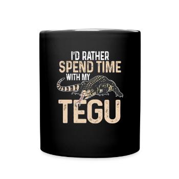 Tegu Eidechse Reptil Herpetologe - Tasse einfarbig - Schwarz - Vorne