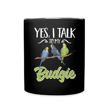 Budgerigar Parakeet Bird Pet Gift - Full Colour Mug - black - Front