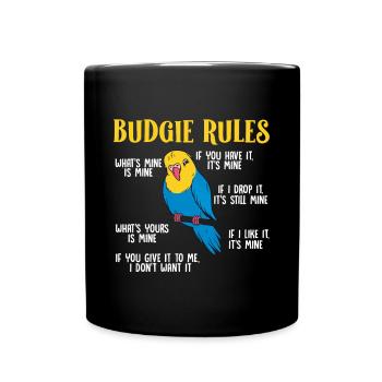 Budgerigar Parakeet Bird Pet Gift - Full Colour Mug - black - Front