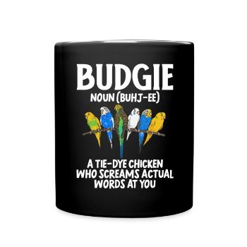Budgerigar Perruche Oiseau Cadeau pour animaux de compagnie - Mug uni - noir - Devant