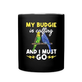 Budgerigar Parakeet Bird Pet Gift - Full Colour Mug - black - Front