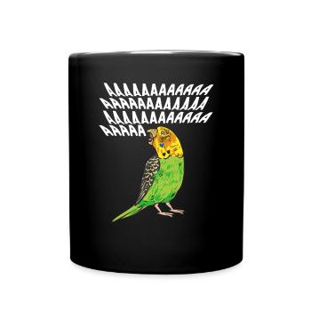 Budgerigar Parakeet Bird Pet Gift - Full Colour Mug - black - Front