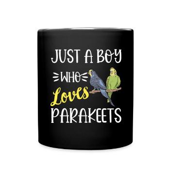 Budgerigar Parakeet Bird Pet Gift - Full Colour Mug - black - Front
