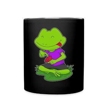 Frosch Poker Pokerkarten - Tasse einfarbig - Schwarz - Vorne