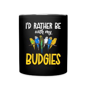 Budgerigar Parakeet Bird Pet Gift - Full Colour Mug - black - Front