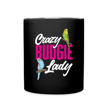 Budgerigar Parakeet Bird Pet Gift - Full Colour Mug - black - Front