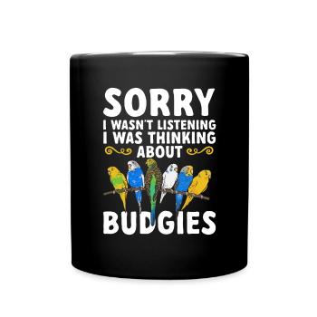 Budgerigar Parakeet Bird Pet Gift - Full Colour Mug - black - Front