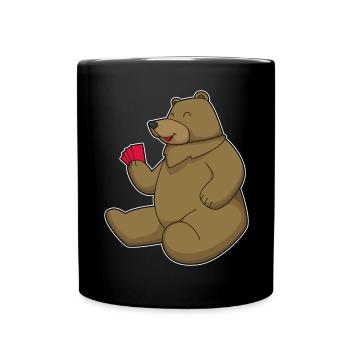 Bär Poker Pokerkarten - Tasse einfarbig - Schwarz - Vorne