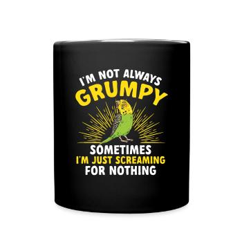 Budgerigar Parakeet Bird Pet Gift - Full Colour Mug - black - Front