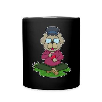 Hund Poker Pokerkarten - Tasse einfarbig - Schwarz - Vorne