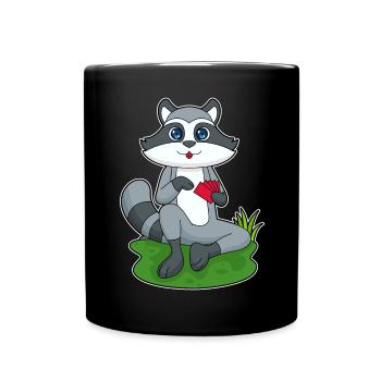 Waschbär Poker Pokerkarten - Tasse einfarbig - Schwarz - Vorne