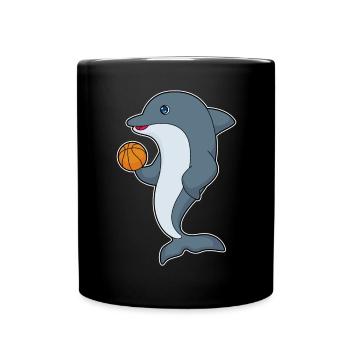 Dolphin Basketball Player Basketball - Full Colour Mug - black - Front
