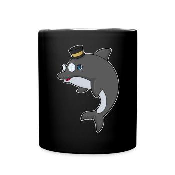 Dolphin Gentleman Top Hat - Full Colour Mug - black - Front