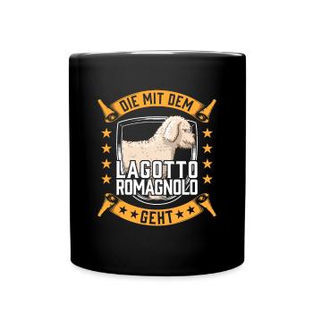 Die mit dem Lagotto Romagnolo Trüffelhund - Tasse einfarbig - Schwarz - Vorne
