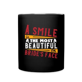 Un sourire est le plus beau sur le visage de la mariée 01 - Mug uni - noir - Devant
