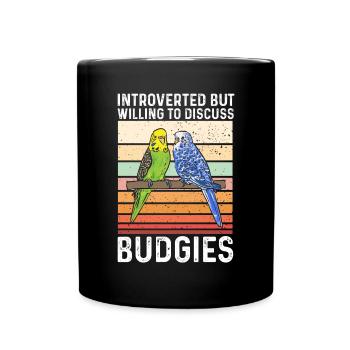 Budgerigar Parakeet Bird Pet Gift - Full Colour Mug - black - Front