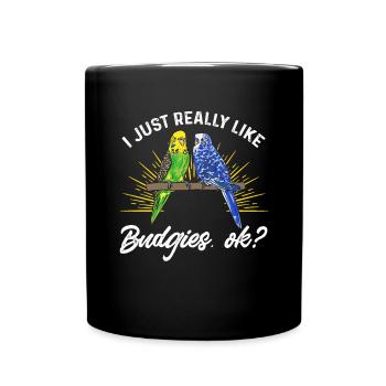 Budgerigar Parakeet Bird Pet Gift - Full Colour Mug - black - Front