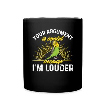 Budgerigar Parakeet Bird Pet Gift - Full Colour Mug - black - Front
