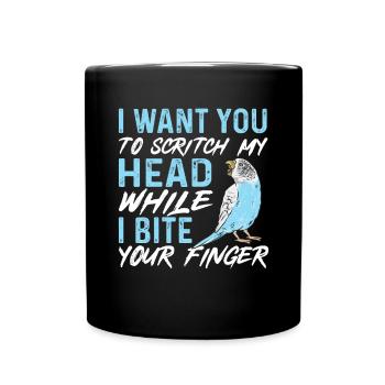 Budgerigar Parakeet Bird Pet Gift - Full Colour Mug - black - Front