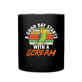 Budgerigar Parakeet Bird Pet Gift - Full Colour Mug - black - Front