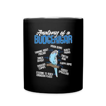 Wellensittich Sittich Vogel Haustier Geschenk - Tasse einfarbig - Schwarz - Vorne